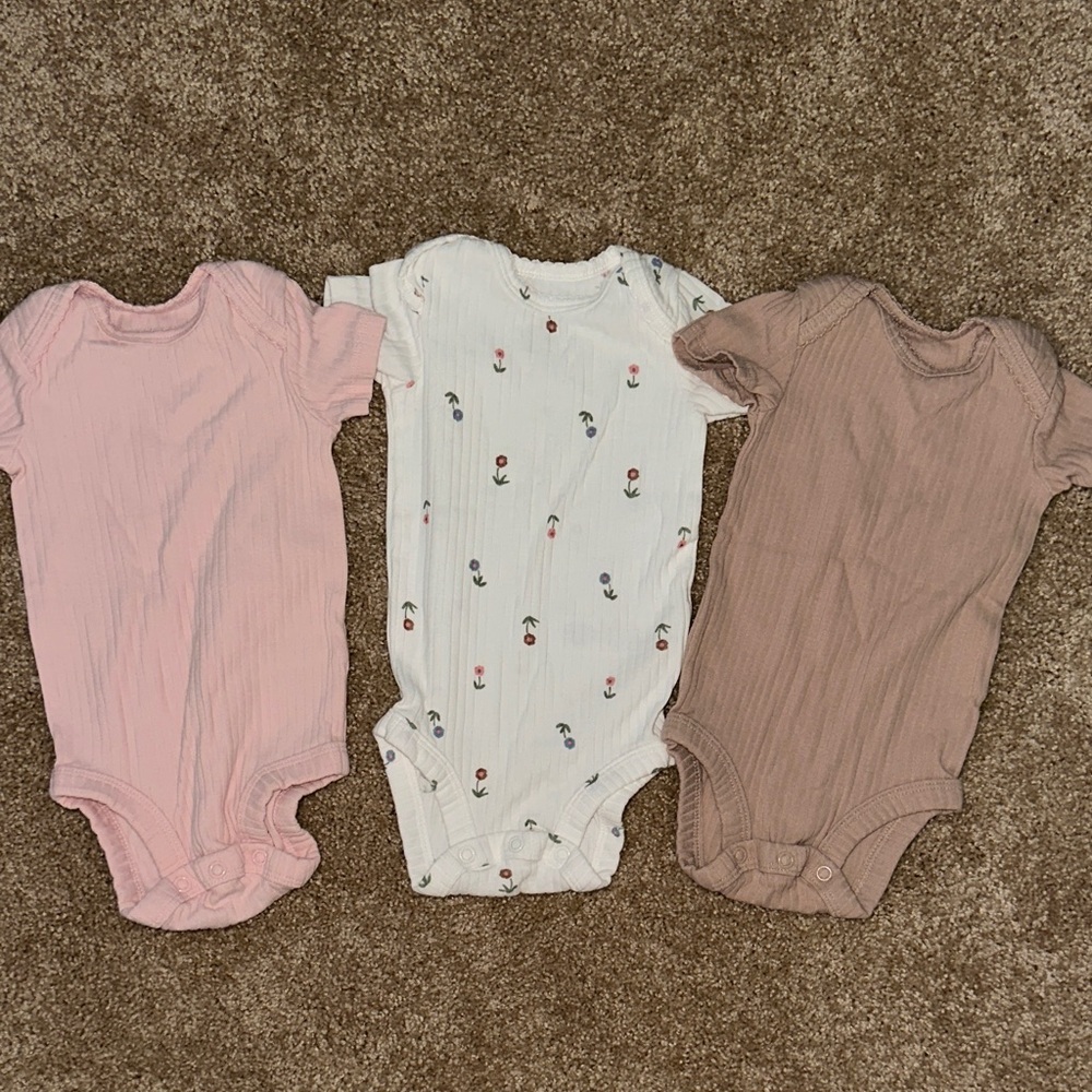 Baby One Piece Set - Pink, White, and Brown